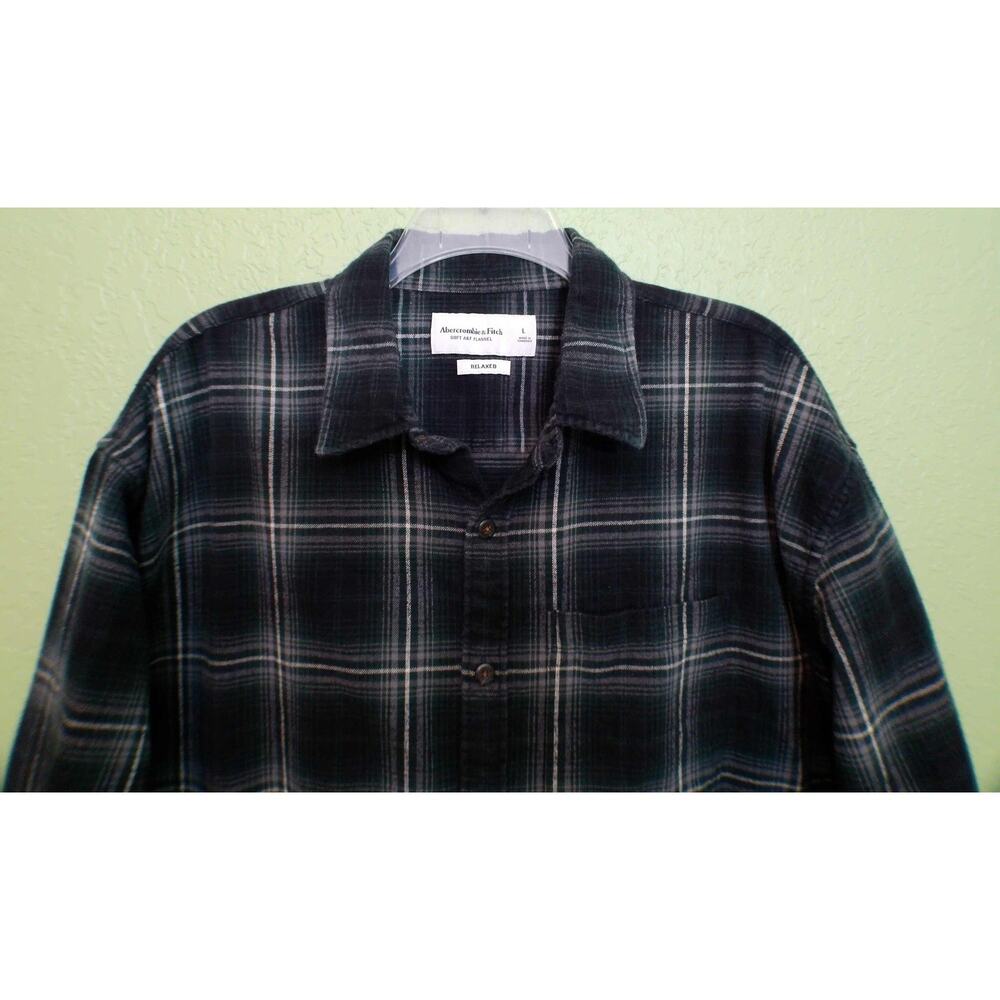 Abercrombie & Fitch Flannel Check Relaxed Fit Cotton Shirt Men’s Size L - Picture 3 of 8